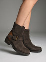 PILLAA Women Brown Suede Leather Ankle Boots