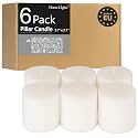 Pillar Candles - 2.7x3 inch | 30 Hours Burning, 6 Count - White Unscented Smokeless European Pillar Candles - Perfect for Wedding, Parties, Spas, Home Gatherings and Dinner