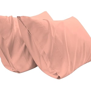 pillowcovers set of 2 100 cotton 750tc pillowcas peach pink standard