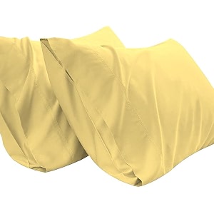 pillowcovers set of 2 100cotton 750tc pillowcas pastelyellow standard