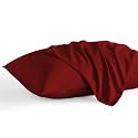 Pillowcase 14 x 20 Inch, 600 Thread Count Egyptian Cotton Set of 2 Pillowcase Zipper Closure Pillow Cover - Travel 14x20 Zipper, Burgundy Solid