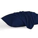 Pillowcase 14 x 20 Inch, 600 Thread Count Egyptian Cotton Set of 2 Pillowcase Zipper Closure Pillow Cover - Travel 14x20 Zipper, Navy Blue Solid