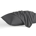 Pillowcase 14 x 20 Inch, 600 Thread Count Egyptian Cotton Set of 2 Pillowcase Zipper Closure Pillow Cover - Travel 14x20 Zipper, Dark Grey Solid