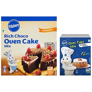 pillsbury oven cake mix- moist supreme rich choco - 285g x pack of 2 570g and pillsbury oven cake mix moist supreme vanilla 225 g