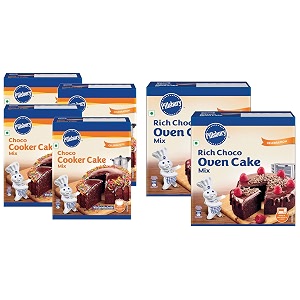 pillsbury oven chocolate cake mix rich choco 285 gm x pack of 2 570 gm amp pillsbury cooker cake mix choco eggless 636 g pack of 4
