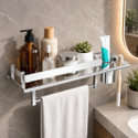 Pillu Stainless Steel 3 in 1 Multipurpose Bathroom Shelf/Rack/Bathroom Accessories SILVER Towel Holder (Stainless Steel)