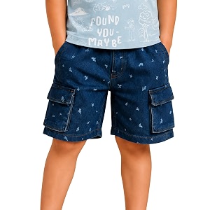 Pilolo Kids Cargo Pocket Denim Shorts for