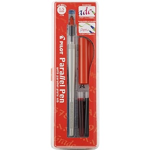 pilot parallel pen 2-color calligraphy pen set with black and red ink cartridges 15mm nib 90050