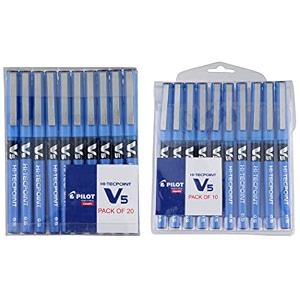 pilot v5 roller ball pen pack of 20 blue ink v5 roller ball pen pack of 10 blue ink