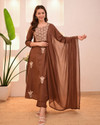 PILUDI Embroidered Kurta TrouserPant Dupatta Set