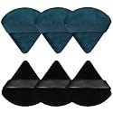 Pimoys 6 Pack Powder Puffs, Triangle Makeup Puffs (Black/Peacock Blue)