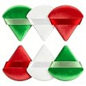 Pimoys 6 Pcs Powder Puffs, Christmas Style Triangle Makeup Puffs