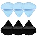 Pimoys 6 Pcs Triangle Powder Puff Makeup Sponge, Black Blue