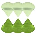 Pimoys Powder Puffs, 6 Pack Triangle and Round Makeup Sponge, Green