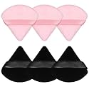 Pimoys Powder Puffs, 6 Pack Triangle Velour Makeup Sponges, Pink Black