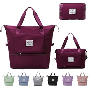 nylon large capacity folding travel bagdryampwet separation multifunctional sports shoulder bagfoldable travel duffel bagtravel lightweight waterproof carry luggage bagred22 cm