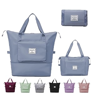 oxford cloth large capacity folding travel bagdryampwet separation multifunctional sports shoulder bagfoldable travel duffel bagtravel lightweight waterproof carry luggage bagblue22 cm