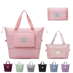 oxford cloth large capacity folding travel bagdryampwet separation multifunctional sports shoulder bagfoldable travel duffel bagtravel lightweight waterproof carry luggage bagpink22 cm