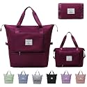 Nylon Large Capacity Folding Travel Bag,Dry&amp;Wet Separation Multifunctional Sports Shoulder Bag,Foldable Travel Duffel Bag,Travel Lightweight Waterproof Carry Luggage Bag,Red,22 cm
