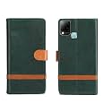Pinaaki Enterprises Infinix Hot 10s Flip Cover I with Card Pockets | Wallet Stand |Complete Protection Designer Flip Case for Infinix Hot 10s - Green with Stripe