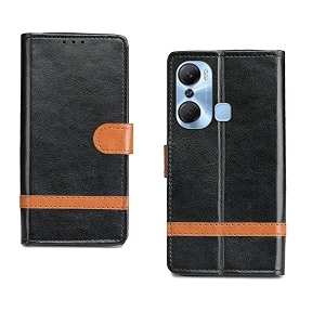 pinaaki enterprises infinix hot 12 pro flip case complete protection flip cover for infinix hot 12 pro - black stripe