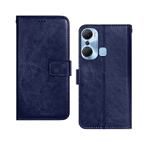 pinaaki enterprises infinix hot 12 pro flip case with card pockets complete protection flip cover for infinix hot 12 pro - blue