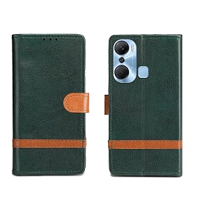 pinaaki enterprises infinix hot 12 pro flip case complete protection flip cover for infinix hot 12 pro - green stripe