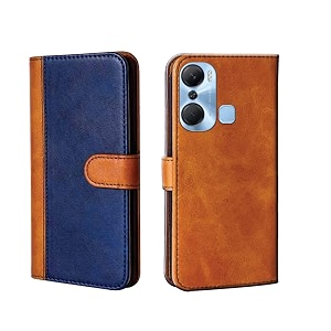 pinaaki enterprises infinix hot 12 pro flip case with card pockets complete protection flip cover for infinix hot 12 pro beige