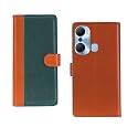 Pinaaki Enterprises Infinix Hot 12 Pro Flip Case with Card Pockets Complete Protection Flip Cover for Infinix Hot 12 Pro - Camel and Green
