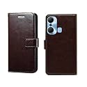 Pinaaki Enterprises Infinix Hot 12 Pro Flip Case with Card Pockets Complete Protection Flip Cover for Infinix Hot 12 Pro - Coffee