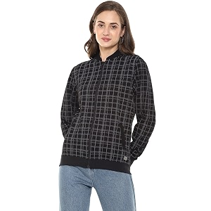 PINACOLADA Mandarin Collar BlackGrey Checks Stylish Casual