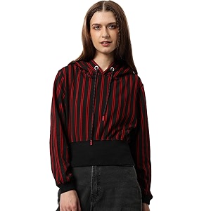 PINACOLADA Womens Double Striped Hoodie with Ribbed