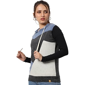 PINACOLADA Womens Double Striped Hoodie with Ribbed