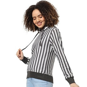 PINACOLADA Womens Double Striped Hoodie with Ribbed