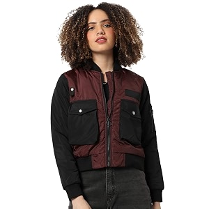 PINACOLADA Womens Puffer Regular Fit Bomber Jacket
