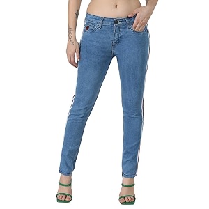 PINACOLADA Womens Side-Striped Denim Jeans for Casual