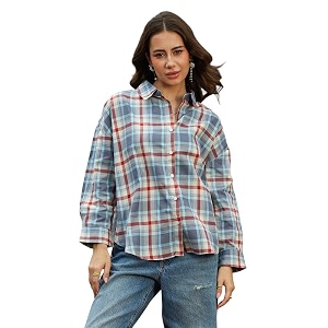 PINACOLADA Womens Solid Oversized Shirt for Casual