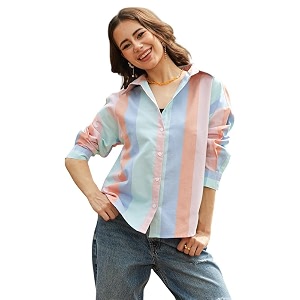 PINACOLADA Womens Solid Oversized Shirt for Casual