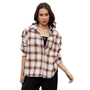 PINACOLADA Womens Solid Oversized Shirt for Casual