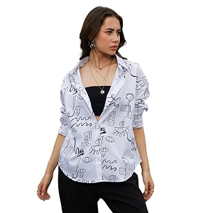 PINACOLADA Womens Solid Oversized Shirt for Casual