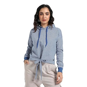 PINACOLADA Womens Typographic Print Hoodie with Ribbed