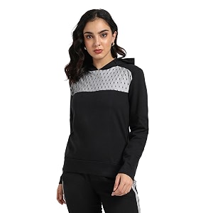 PINACOLADA Womens Typographic Print Hoodie with Ribbed