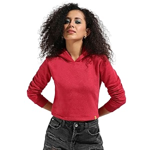PINACOLADA Womens Typographic Print Hoodie with Ribbed