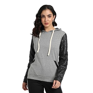 PINACOLADA Womens Typographic Print Hoodie with Ribbed