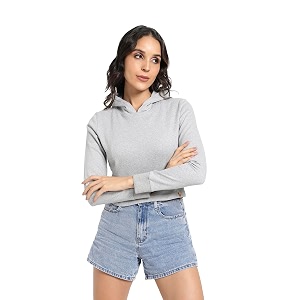 PINACOLADA Womens Typographic Print Hoodie with Ribbed