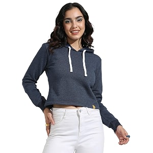 PINACOLADA Womens Typographic Print Hoodie with Ribbed