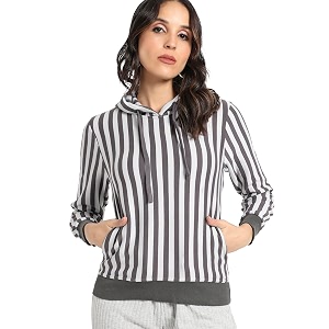 PINACOLADA Womens Typographic Print Hoodie with Ribbed