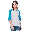 PINACOLADA Women Round Neck Quarter Sleeve T-Shirt-Blue