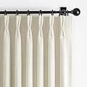 Pinch Pleated Cream Blackout Curtains 84 Inches Long for Bedroom 2 Panels Set, Modern Heavy Linen Thermal Noise Canceling Viral Drapes Ceiling Track Curtain for Living Room 84 Inch Length Sand Beige