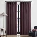 Pinch Pleated Purple Curtains 90 Inches Long 2 Panels Set for Nursery, Blackout Memory Trained Double Layer Thick Linen Blend Sound Dampening Drapes Energy Efficient Country Privacy Viral Windows Burg